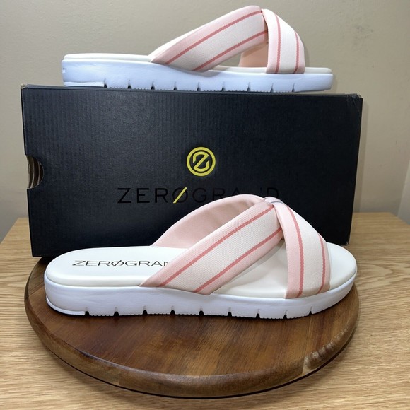 Cole Haan Shoes - Cole Haan Sandals Women’s 9B ZG Flat Knotted Pink Striped Knotted Flat Comfort